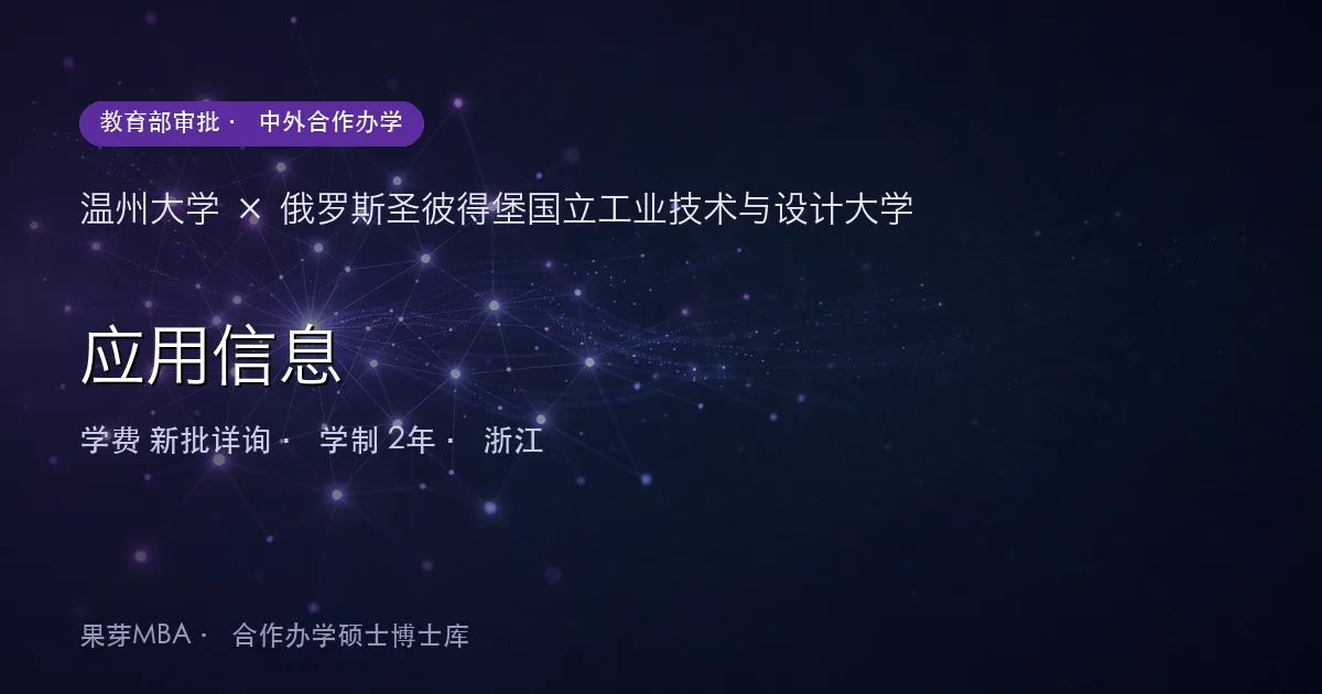 温州大学×俄罗斯圣彼得堡国立工业技术与设计大学 应用信息项目头图